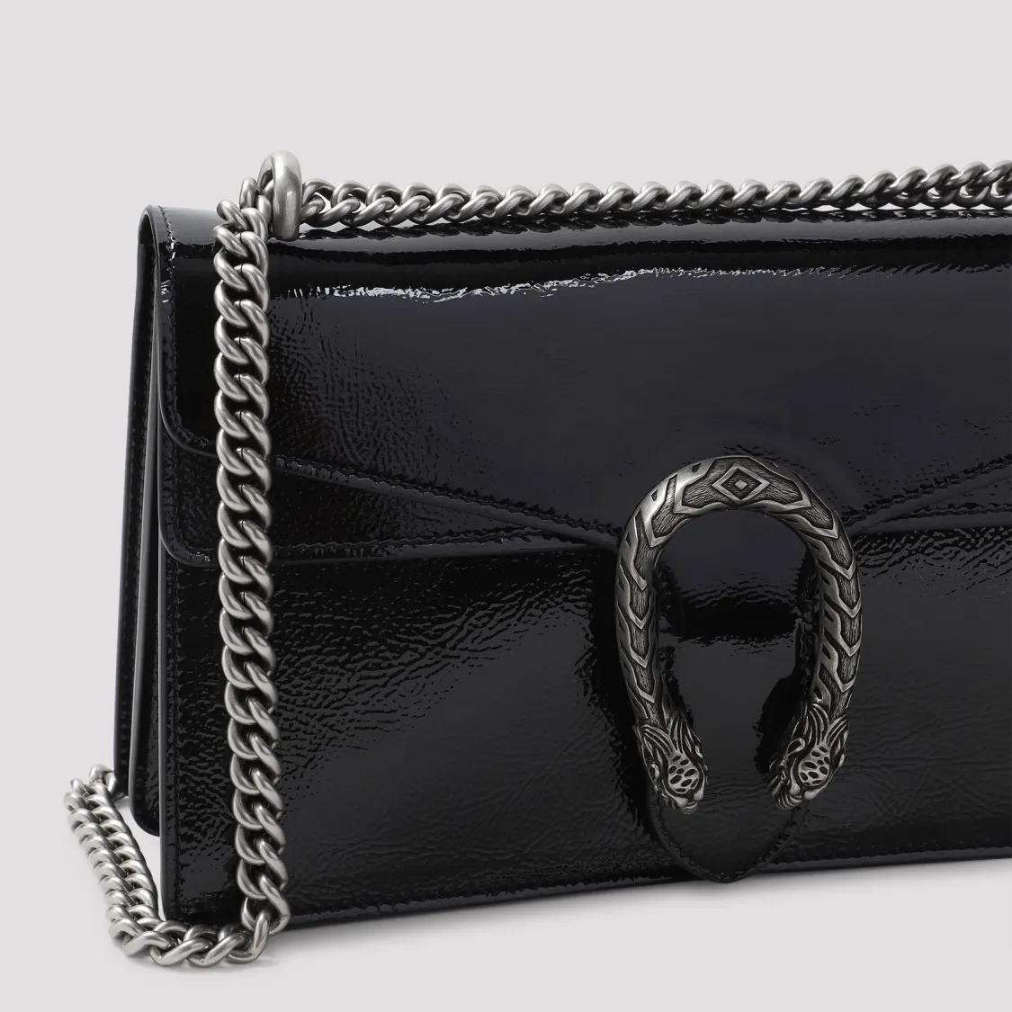 Gucci Shoppers Black Leather Dionysus Shoulder Bag in zwart