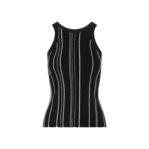 TOTEME Curved Ribbed Black Acetate Tank Top Black 