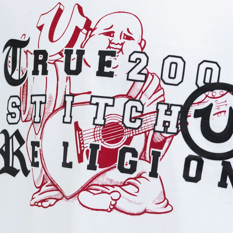 True Religion T-Shirt - T-Shirt- Übereinander angeordnete Logos auf Fro weiss(Image 5)