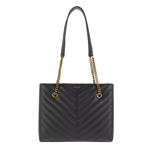 Saint Laurent Tribeca Tote Bag Leather Black Rymlig shoppingväska