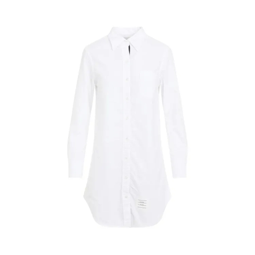 Thom Browne Thigh Length Point Collar Shirtdress White 