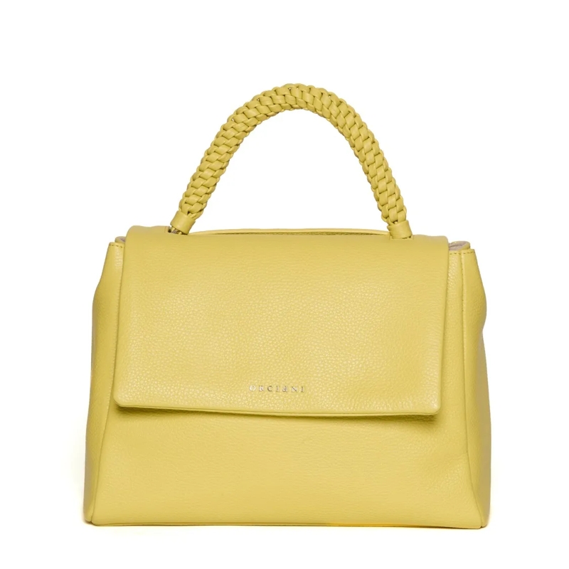 Orciani Schultertasche Scooby Leather Shoulder Bag With Woven Handle Yellow