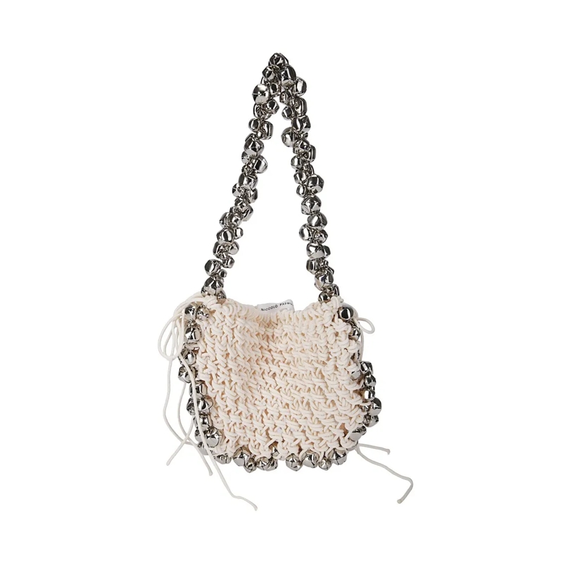 Niccolò Pasqualetti Sac à bandoulière Woven Mini Bag With Decorative Metallic Bells Grey