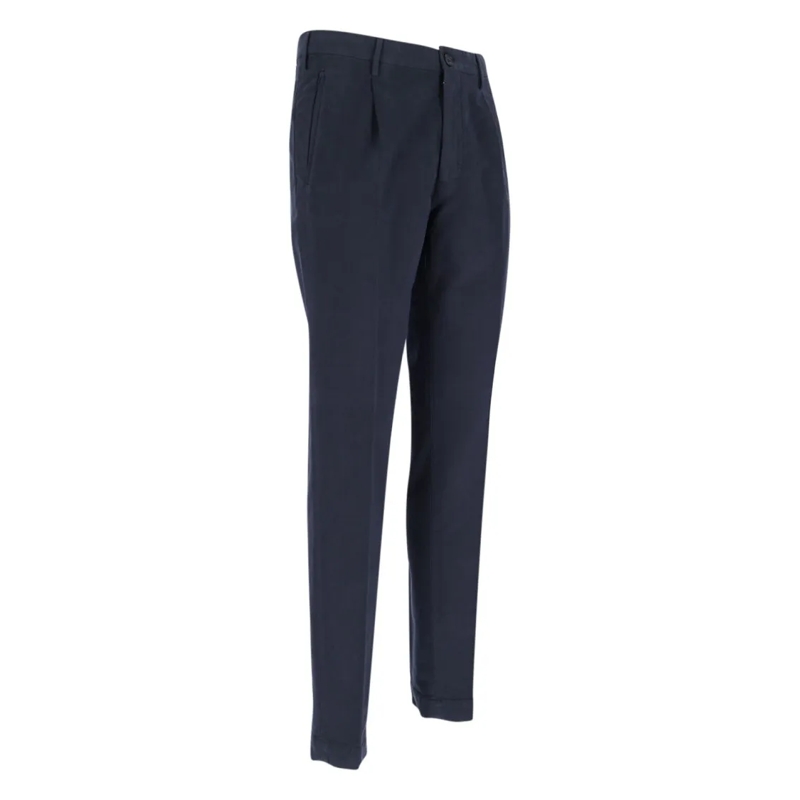 Incotex Chino Navy Chinos With Pleated Front And Classic Straigh Blue (Image 3)