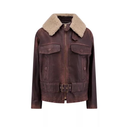 Golden Goose Aviator Leather Jacket Brown Giacche in pelle
