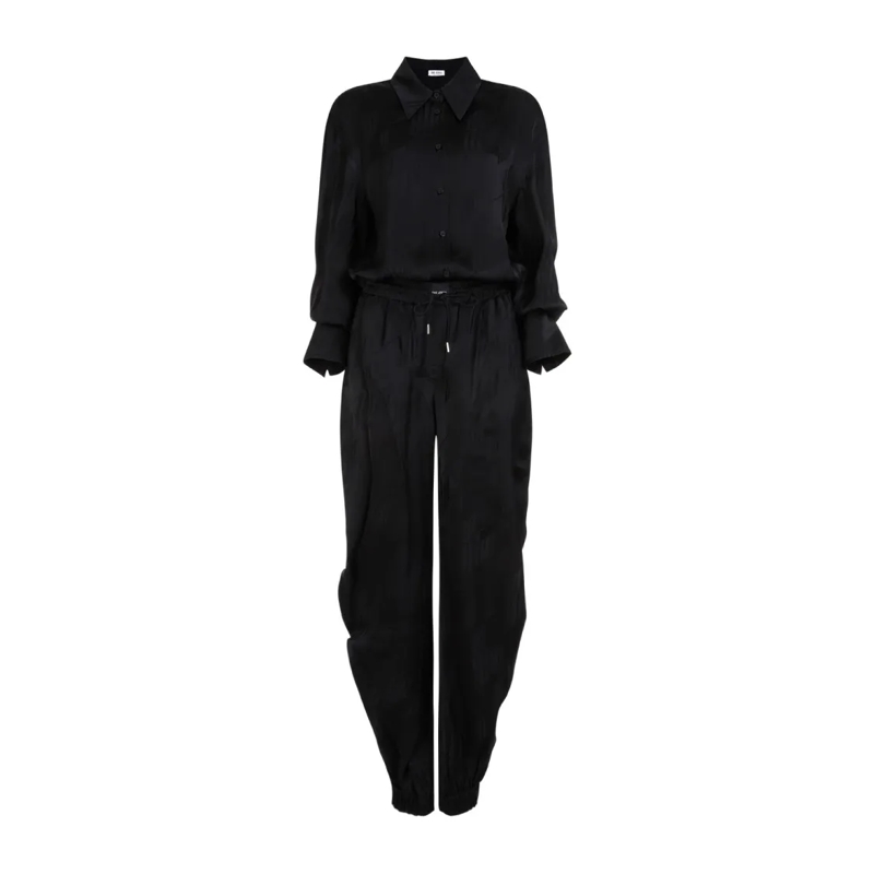 The Attico Combinaison Overall Black Viscose Jumpsuit Black
