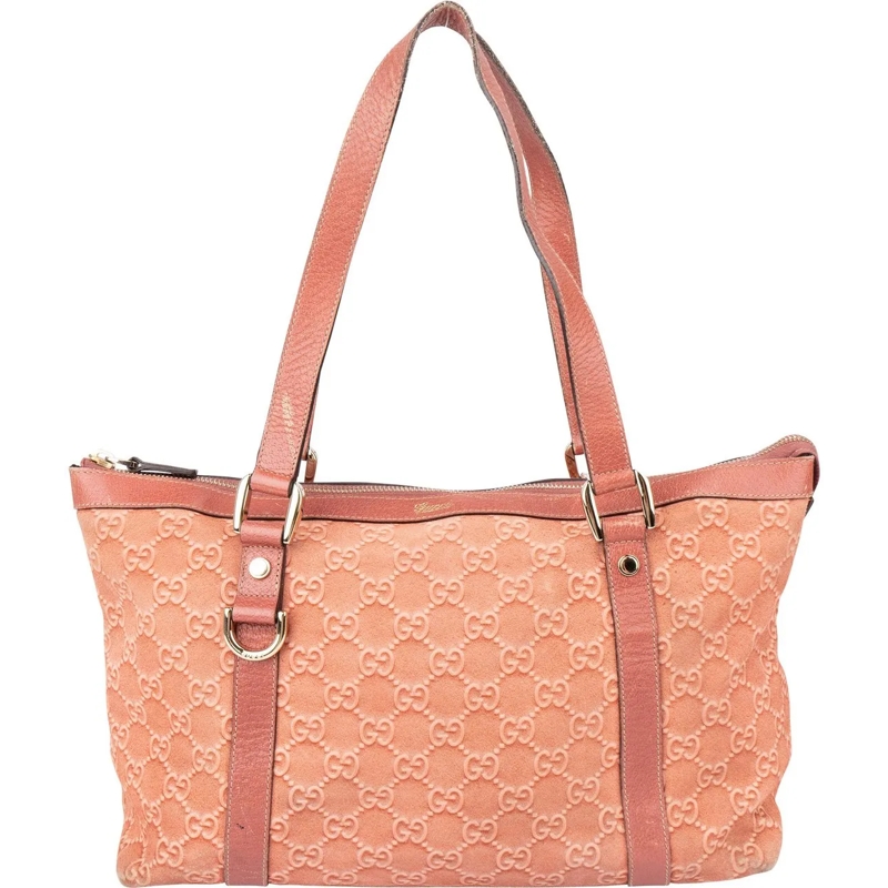 Gucci Schultertasche Gucci Pink Suede Monogram Abbey Handbag rose