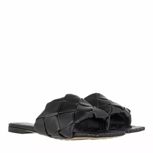 Bottega Veneta Lido Intrecciato Flat Sandals Black Slip-in skor