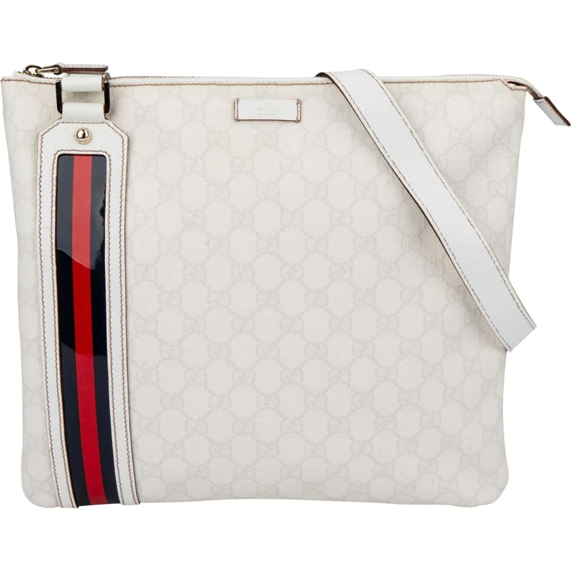Gucci Schultertasche Gucci Canvas GG Monogram Crossbody Side Bag weiß