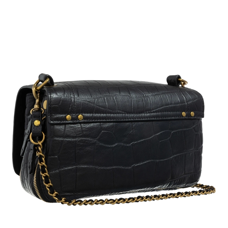 Jerome Dreyfuss Bobi Imprime Croco Noir | Crossbody Bag
