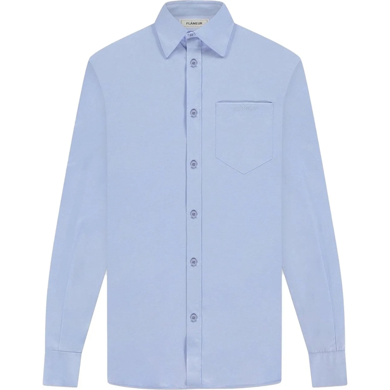 Flâneur Legeres Oberteil Cotton Poplin Shirt | Blue blau