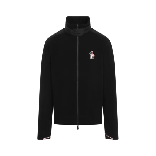 Moncler Zip Up Black Polyamide Cardigan Black Strickjacke