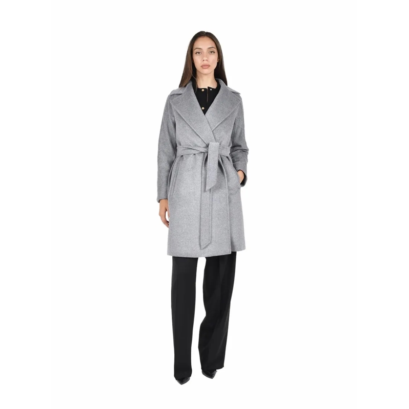 Max Mara Overgangsmantel Short Coat With Wide Lapel Collar Grey