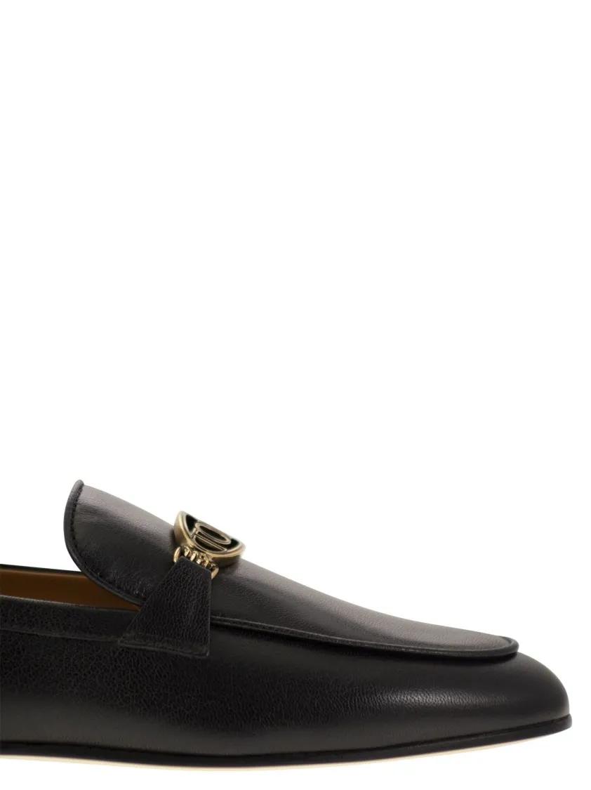 Thumbnail - Leather Loafers With Oval Metal Logo - Gr. 36,5 (EU) - in Schwarz