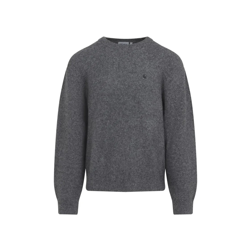 Carhartt Wip Pullover Textured Knit Sweater With Classic Crew Neckline Grey