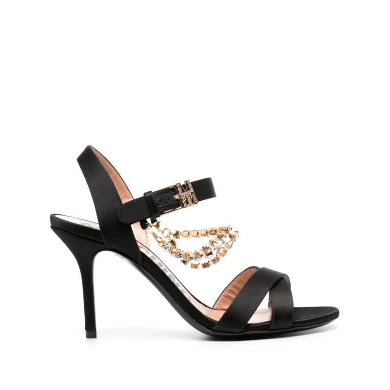 Moschino Sandalen Rhinestone-Embellished High-Heeled Sandals With Cr Black
