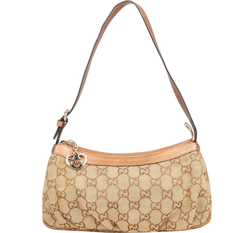 Gucci Fourre-tout Gucci GG Monogram Mini Heart Shoulder Bag braun