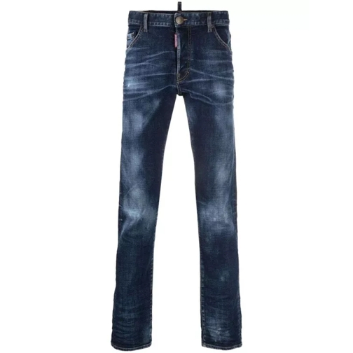 Dsquared2 Rechte Been Jeans Logo-Patch Straight-Leg Blue Denim Jeans Black