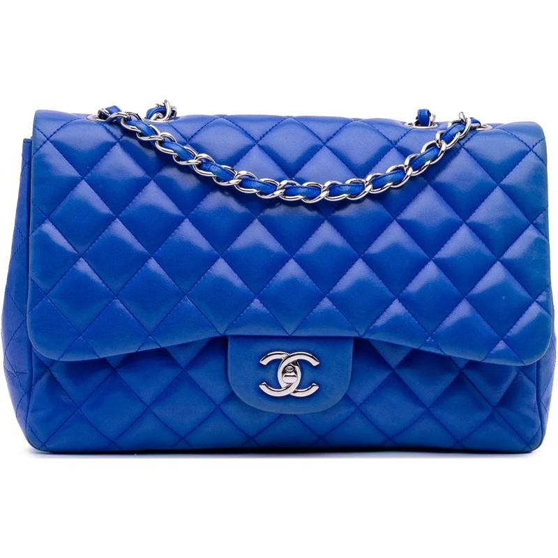 Chanel Sac à bandoulière Jumbo Classic Lambskin Single Flap blau