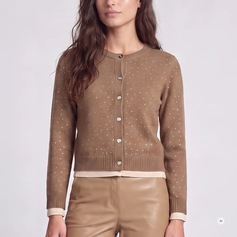 Marc Aurel Blazer Strickjacke- mit Doppelbündchen aus Rippe- Meta beige(Image 3)