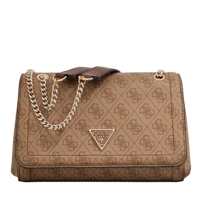 Guess Crossbody Bag Noelle Convertible Xbody Flap Latte Logo/Brown