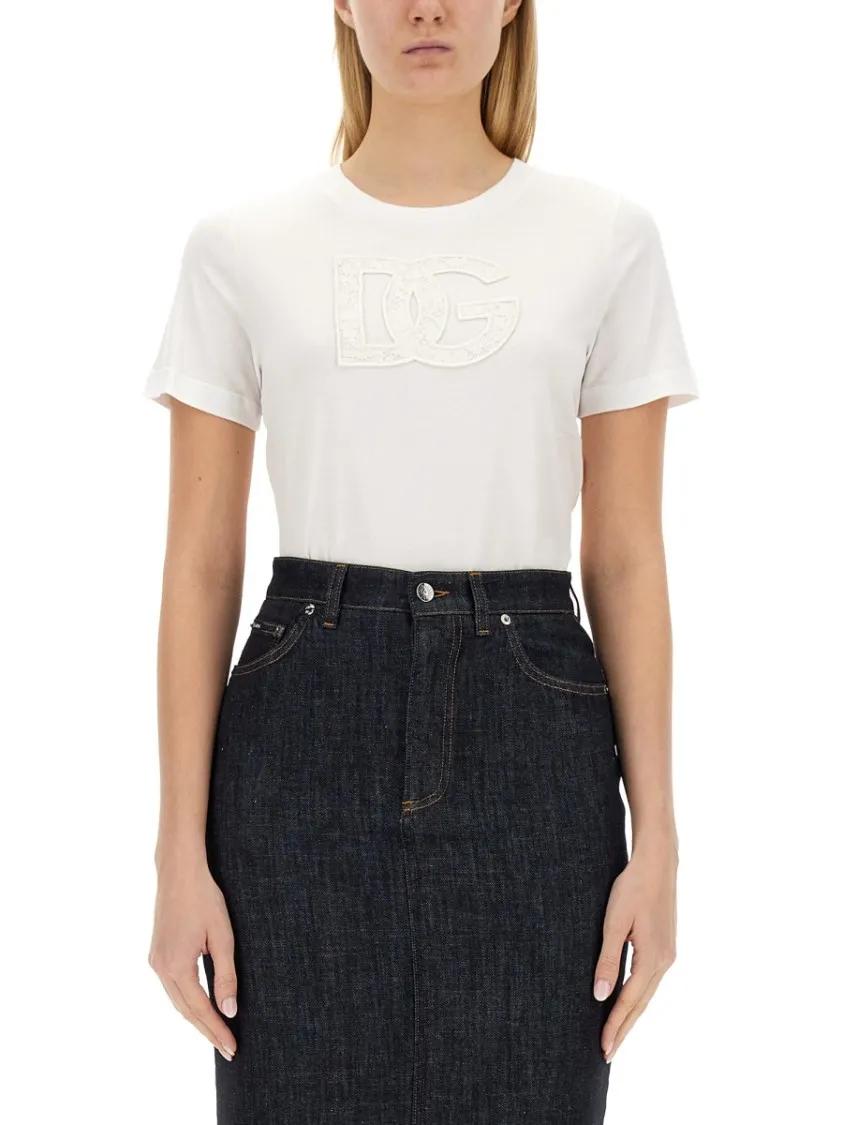 Thumbnail - Dolce&Gabbana - T-Shirt With Logo Patch - Größe 42 - schwarz