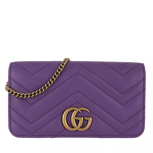 Gucci GG Marmont Matelassé Mini Bag Leather Violet Crossbody Bag