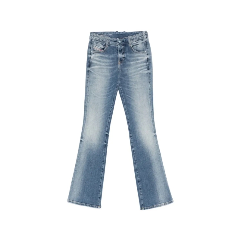 Diesel Jeans Faded Blue Denim Jeans With Flared Silhouette Blue