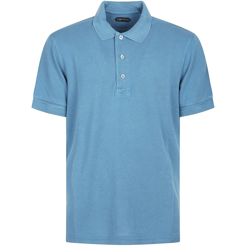 Tom Ford Polohemd Tennis Piquet Short Sleeve Polo Blue blau