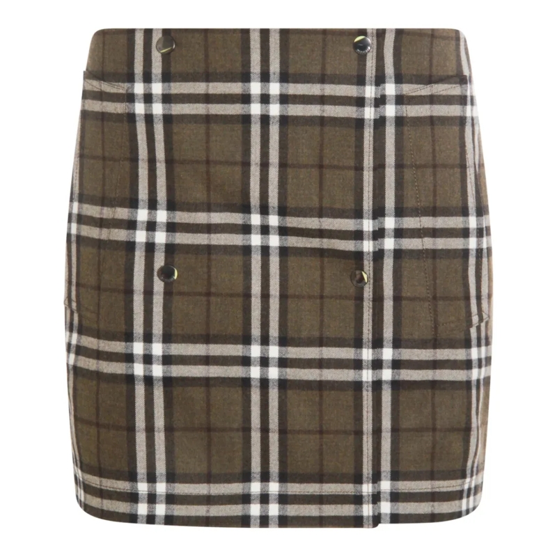 Burberry Minirock Brown Wool Skirt Green