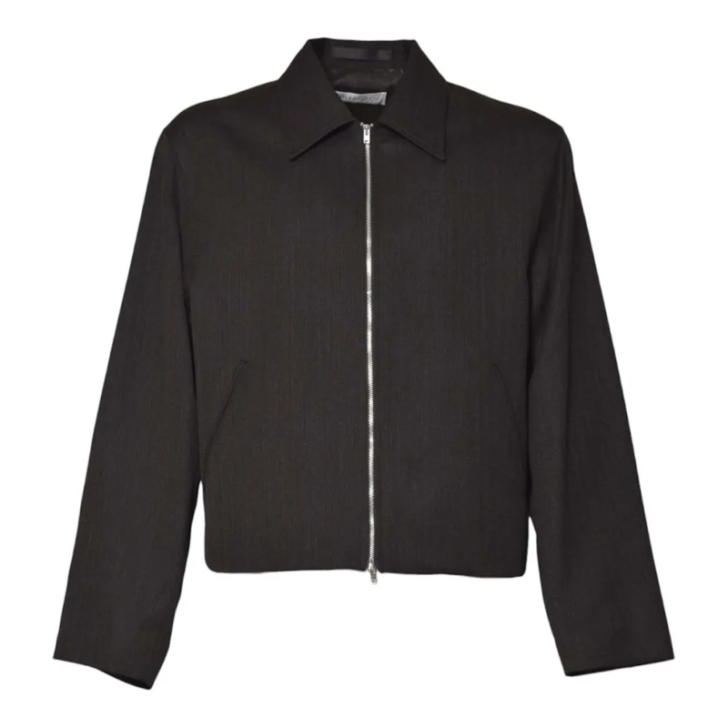 Our Legacy  Cropped Minimalist Jacket With Pointed Collar And  Black