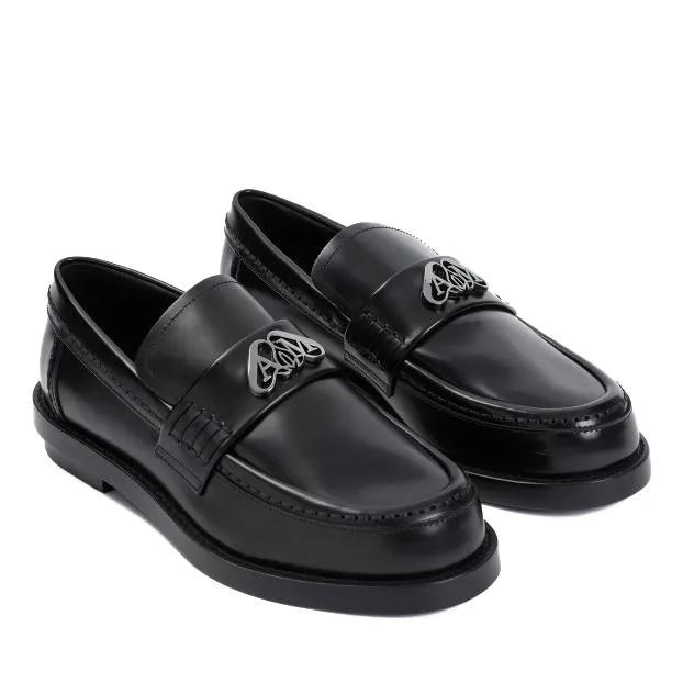 Alexander McQueen Loafers & Ballerinas - Black Brushed Leather Loafers - Gr. 39 (EU) - in Schwarz - für Damen