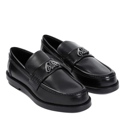 Alexander McQueen Black Brushed Leather Loafers Black Mocassino