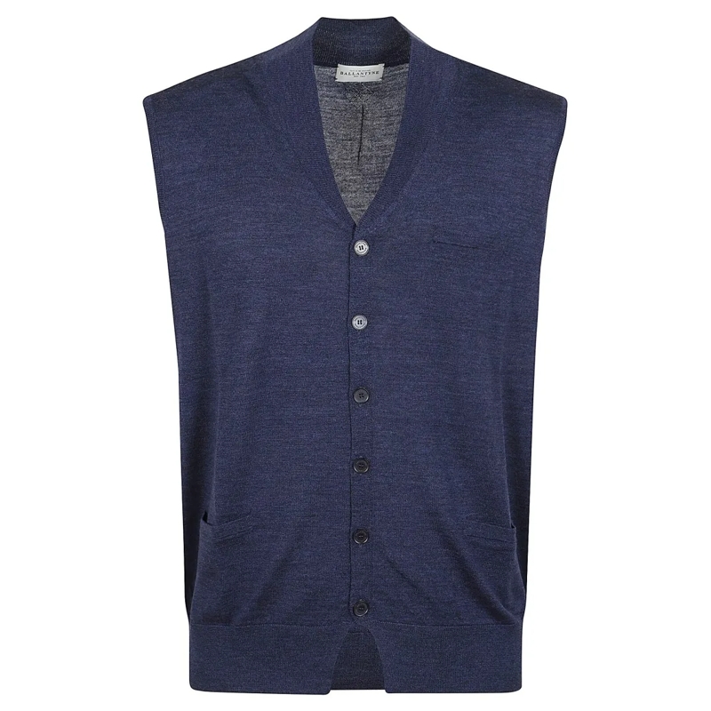 Ballantyne  Wool Waistcoat With Fine Mesh Design And Functiona Blue