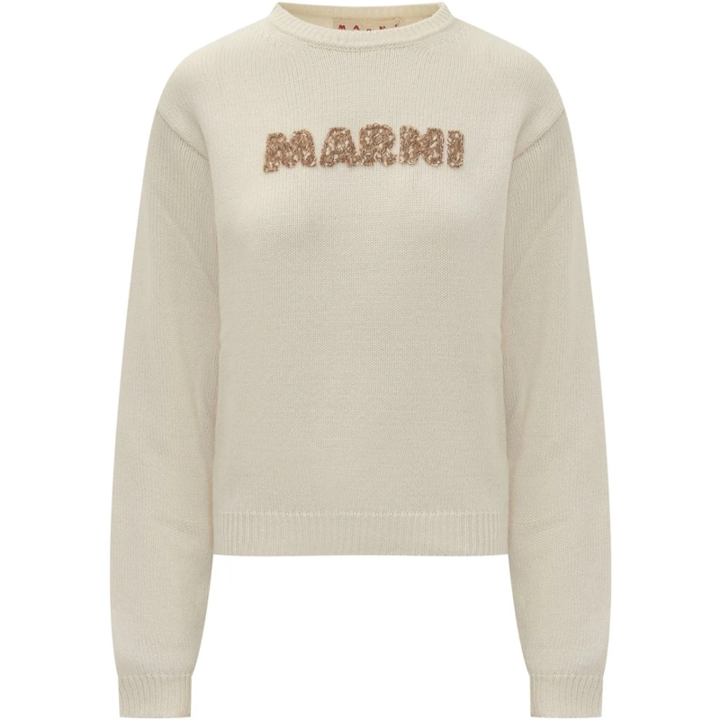 Marni  Marni Maglia in Cotone Logo Ricamato weiß