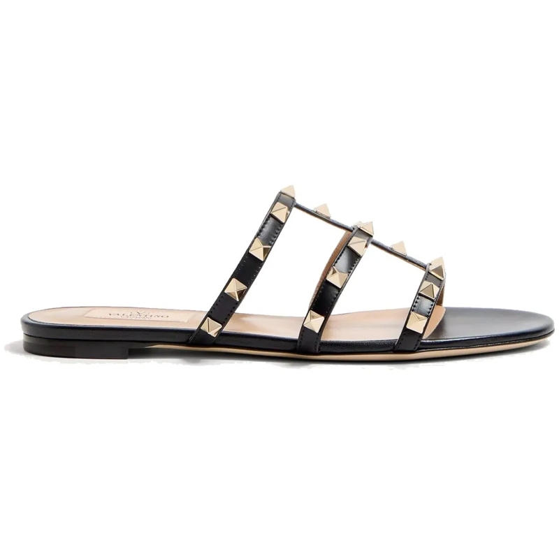 Valentino Garavani T-Shirt VALENTINO GARAVANI Rockstud Low Slide Sandals schwarz