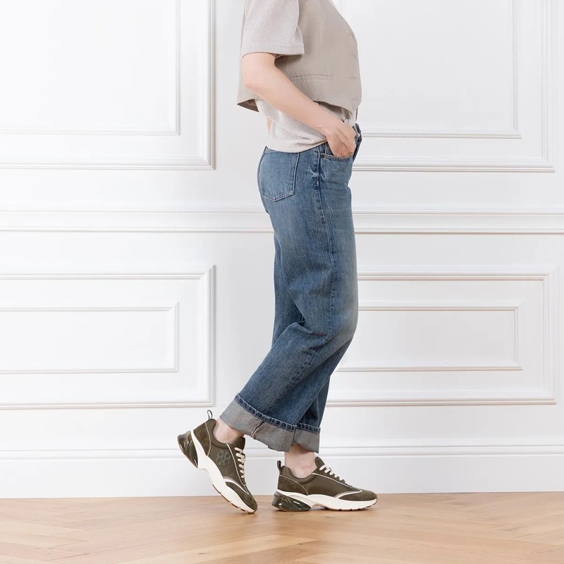 Tory Burch Low-Top-Sneaker Good Luck Bubble Trainer Dark Olive / Dark Olive/ Aneto(Image 2)