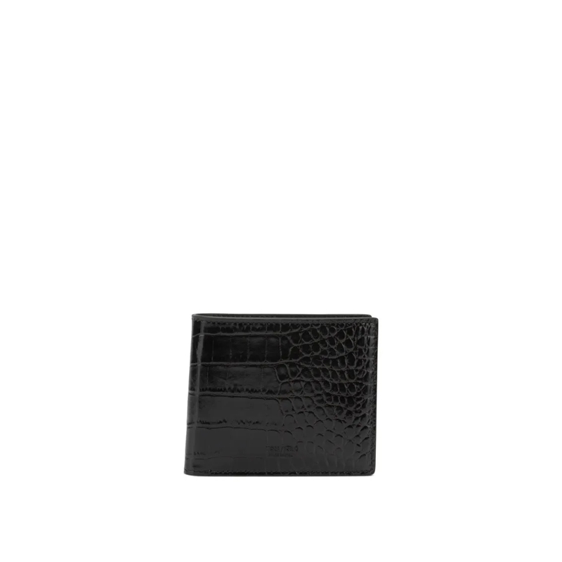 Tom Ford Porte-monnaie Crocodile-Effect Bi-Fold Wallet Black