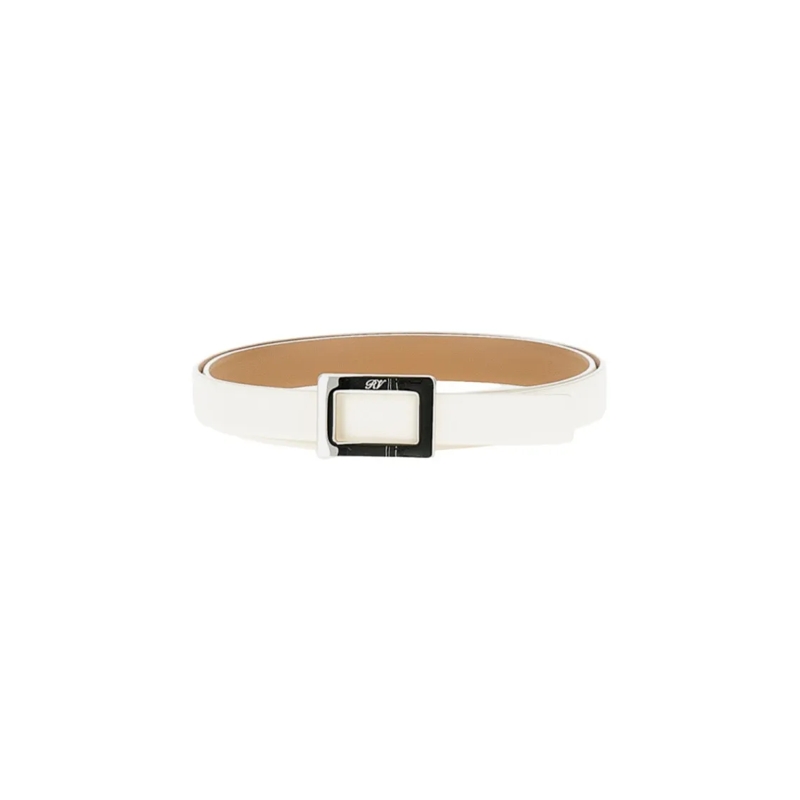 Roger Vivier Riem Sleek Narrow Belt With Distinctive Buckle White