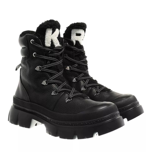 Karl Lagerfeld TREKKA MAX Hi Hiker Lace Boot Black Textured Lthr Schnürstiefel