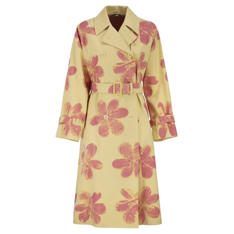 Max Mara Bontjassen Wksradioso - Water-Repellent Gabardine Trench Coat Yellow