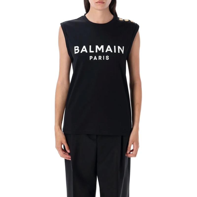 Balmain Bluse Paris Tank Top Black