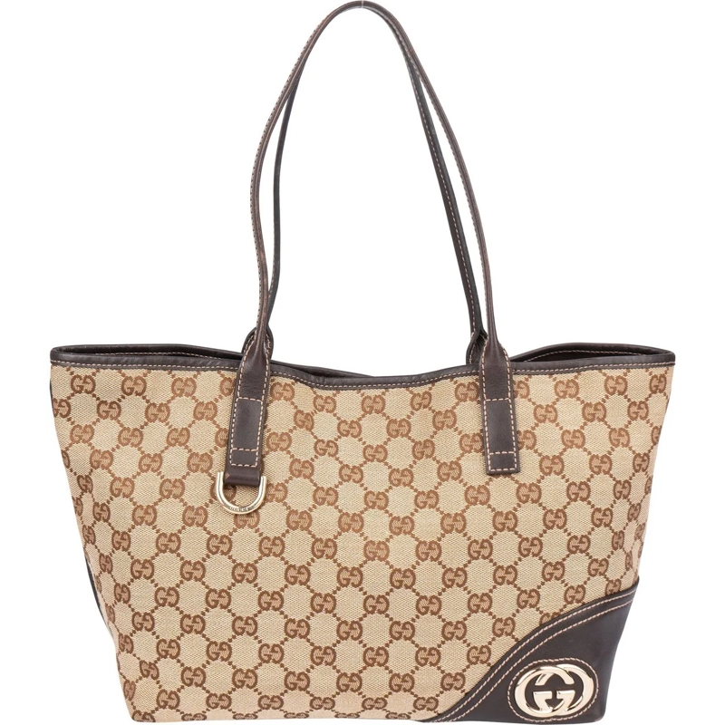 Gucci Schultertasche Gucci GG Monogram New Britt Handbag braun