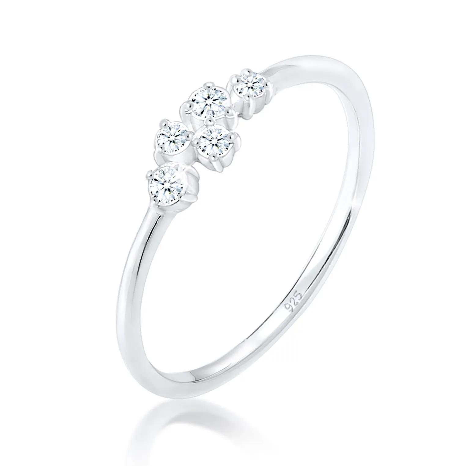 Elli Ringe - Ring Elli DIAMONDS Ring Verlobung Diamant (0.105 c - Gr. 52 MM - in Silber - für Damen und Herren