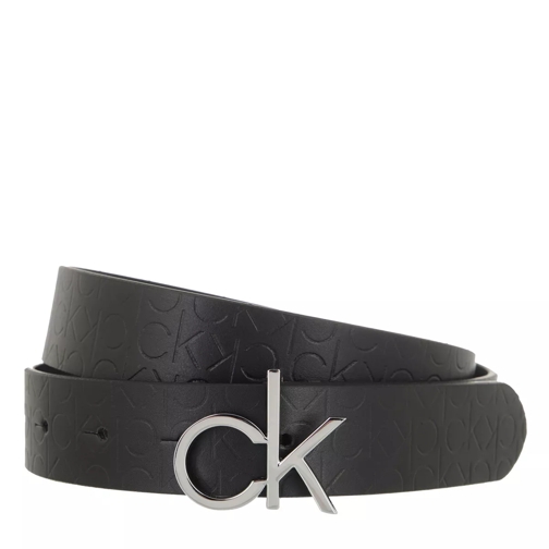 Calvin Klein Re-Lock Belt 30mm Embossed CK Black Ceinture fine