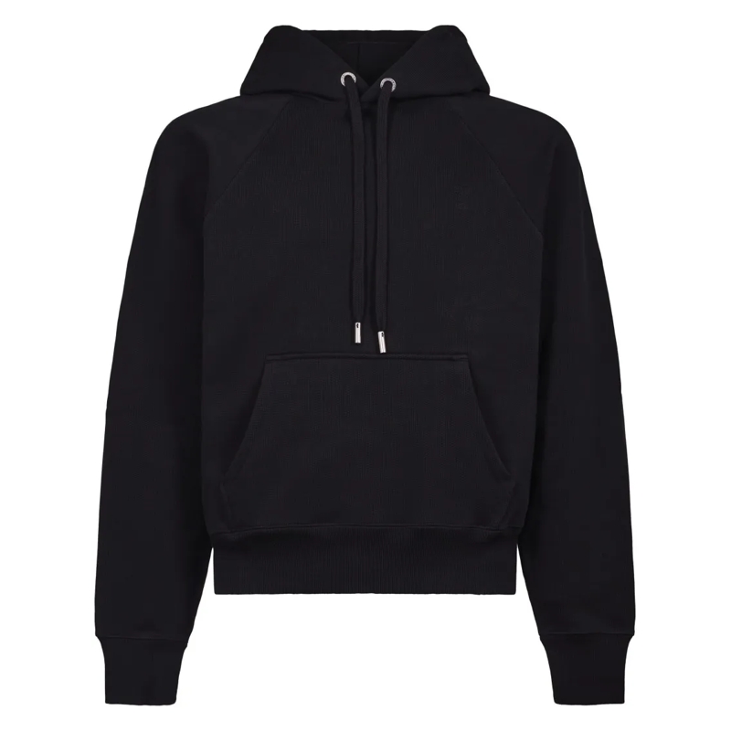 AMI Paris  Relaxed Fit Black Hoodie With Textured Finish Black