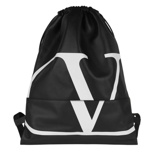 Valentino Garavani Go Logo Drawsting Bag Shiny Leather Black Backpack