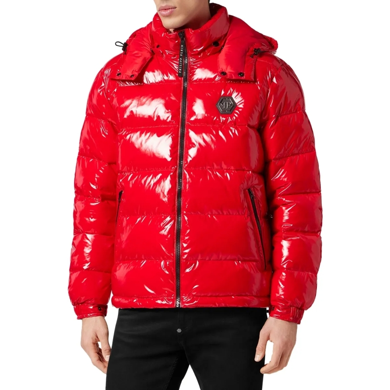 Philipp Plein Lederjacke Jacke Hexagon rot(Image 3)