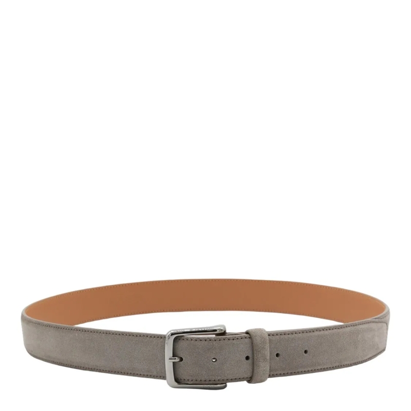 Tod's Ceinture Suede Belt With Polished Silver Buckle Brown