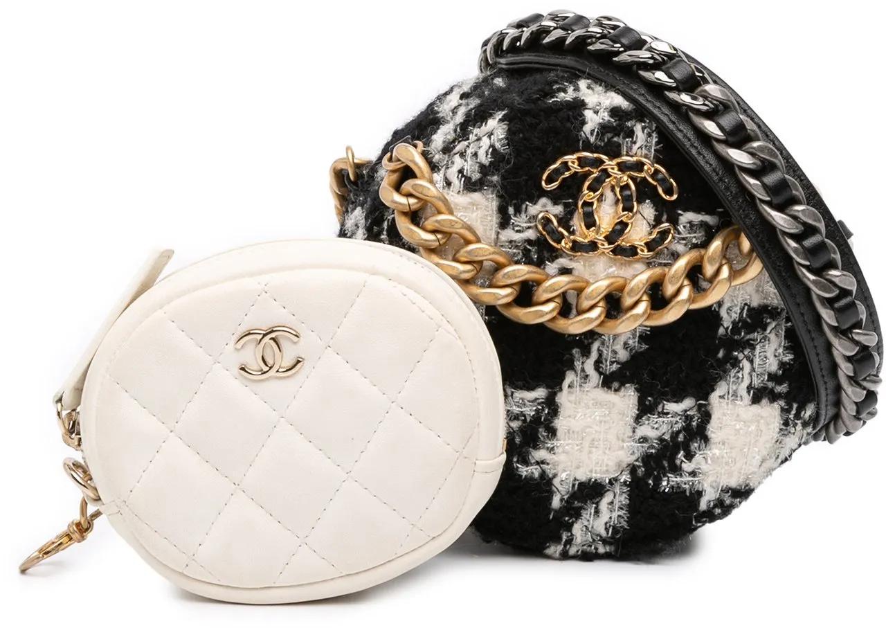 Chanel Hobo Bags - Tweed 19 Round Clutch with Chain and Coin Purse - Gr. unisize - in Weiß - für Damen